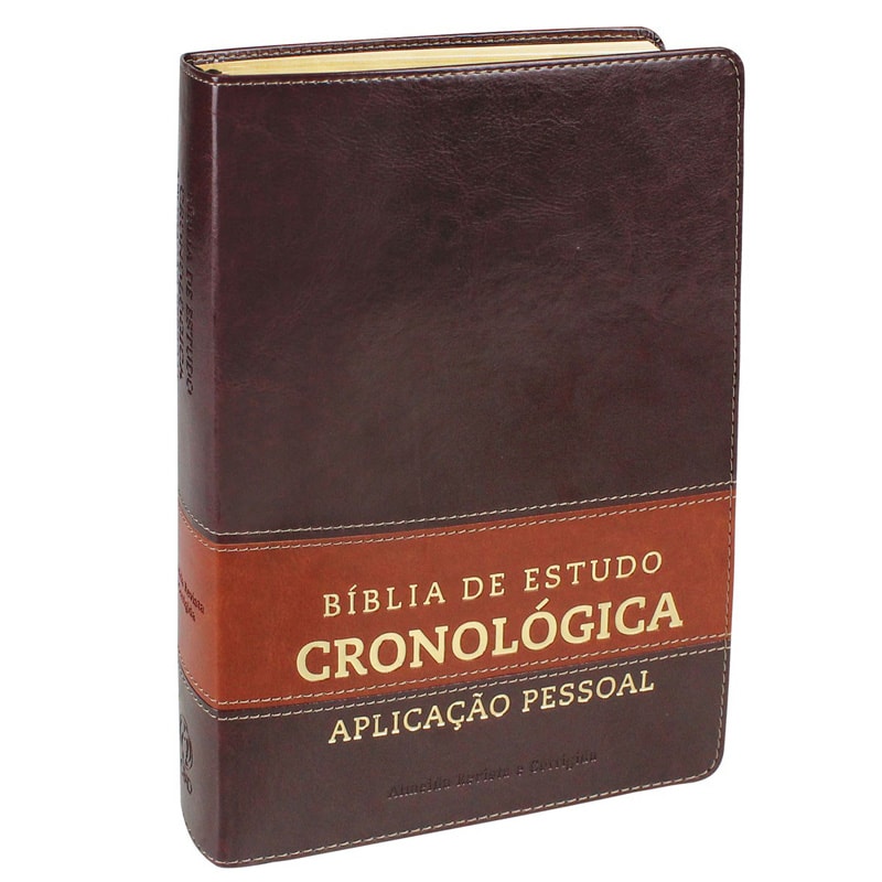 Bíblia de Estudo em Ordem Cronológica Aplicação Pessoal | ARC | Letra Normal | Capa Marrom Claro/Esc