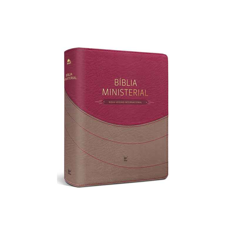 Bíblia Ministerial | NVI Letra Normal | Marrom Claro e Vermelho