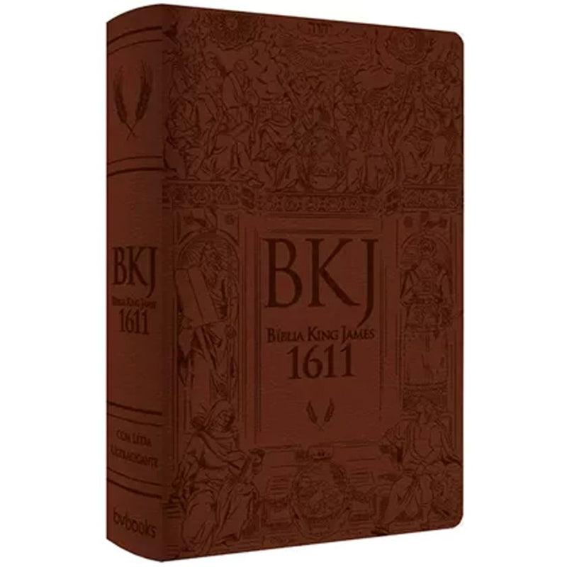Bíblia King James 1611 | Letra Ultragigante | Capa Luxo Marrom