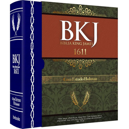 Bíblia Sagrada King James Fiel com Estudo Holman | Letra Normal | Capa Luxo Azul
