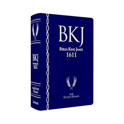 Bíblia Sagrada King James Fiel com Estudo Holman | Letra Normal | Capa Luxo Azul