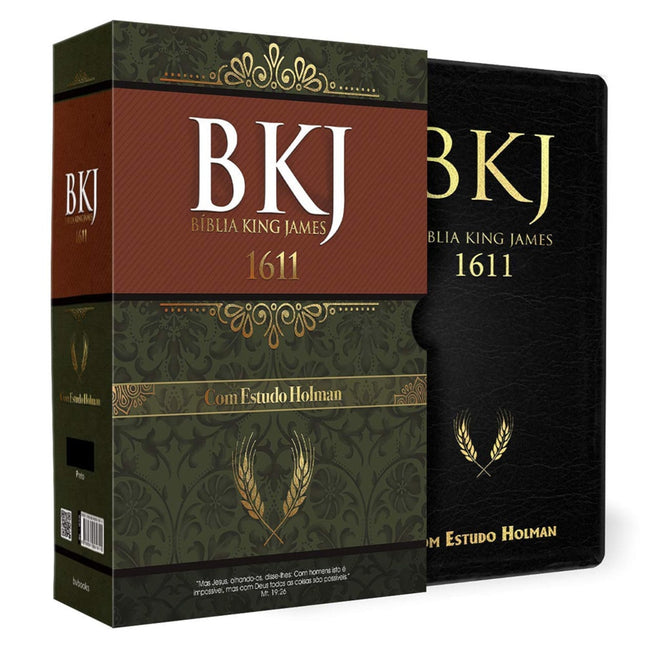 Bíblia King James 1611 Com Estudo Holman BKJ Preta e Marrom