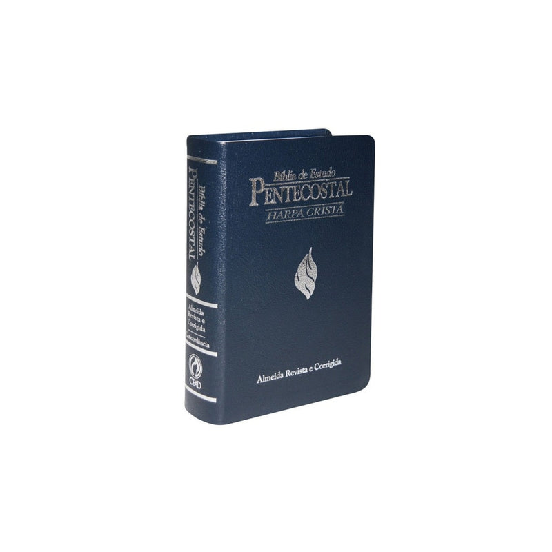Bíblia de Estudo Pentecostal Médio Harpa Cristã | ARC | Azul/Prata
