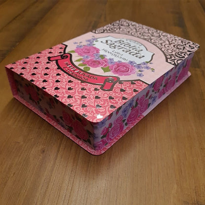 Bíblia Sagrada com Harpa Avivada e Corinhos | Letra Hipergigante | ARC | Luxo Laminada Rosa