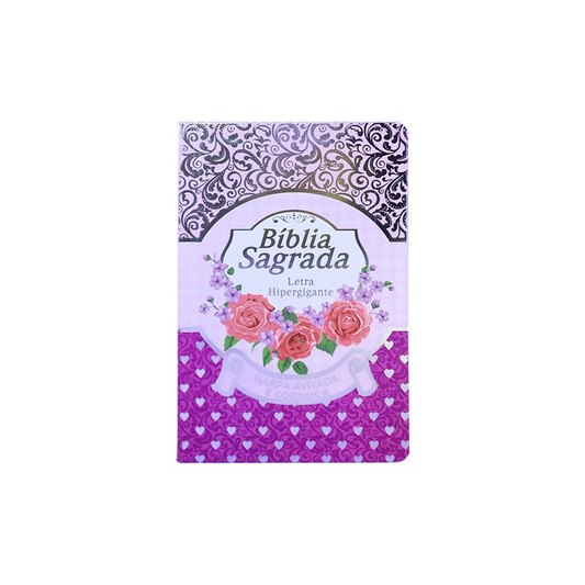 Bíblia Sagrada com Harpa Avivada e Corinhos | Letra Hipergigante | ARC | Luxo Laminada Lilás