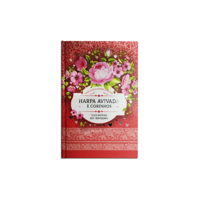 Harpa Avivada e Corinhos Floral Rosa | Letra Hipergigante | Capa Dura