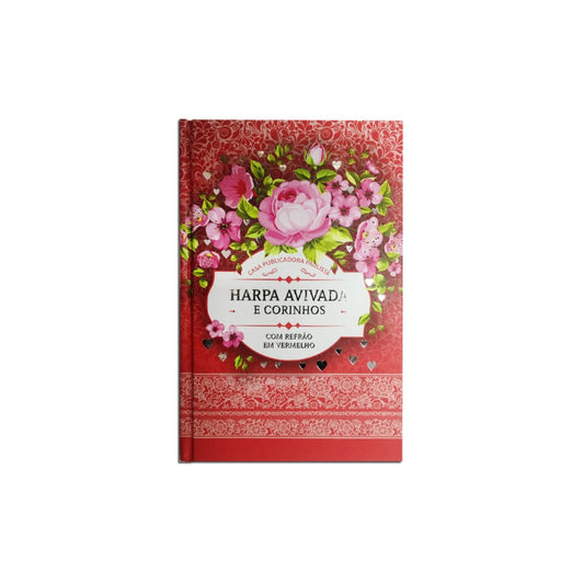 Harpa Avivada e Corinhos Floral Rosa | Letra Hipergigante | Capa Dura