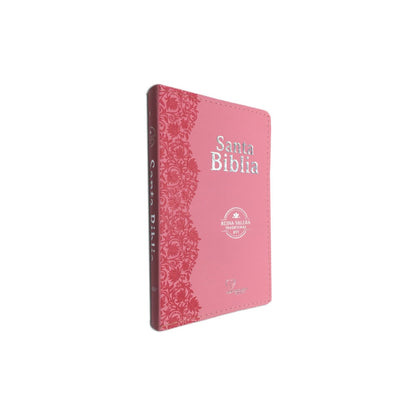Bíblia Sagrada em Espanhol RVT | Rosa Luxo C/ Flores
