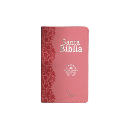 Bíblia Sagrada em Espanhol RVT | Rosa Luxo C/ Flores