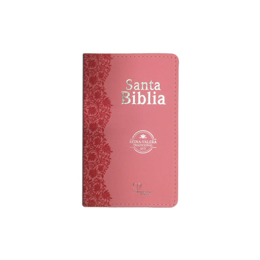 Bíblia Sagrada em Espanhol RVT | Rosa Luxo C/ Flores
