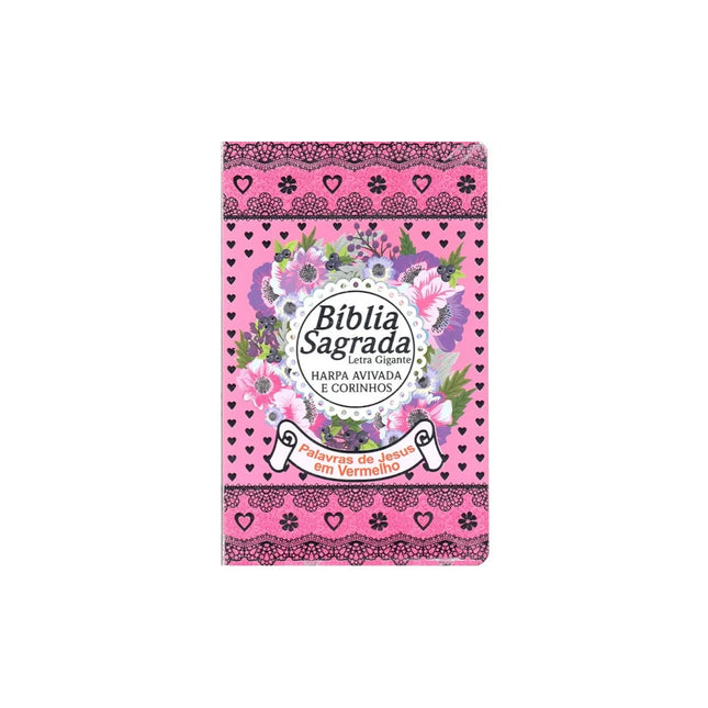 Bíblia Sagrada com Harpa Avivada e Corinhos | Letra Gigante | ARC | Laminada Pink
