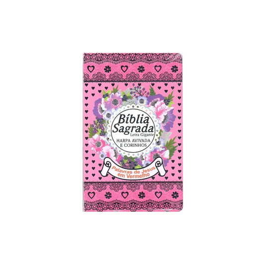 Bíblia Sagrada com Harpa Avivada e Corinhos | Letra Gigante | ARC | Laminada Pink