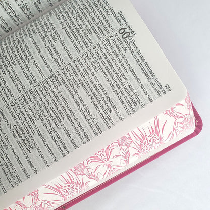 Bíblia Sagrada com Harpa Avivada e Corinhos | Letra Gigante | ARC | Luxo Floral Pink