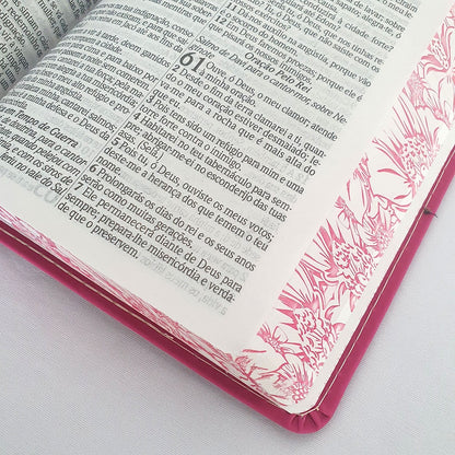 Bíblia Sagrada com Harpa Avivada e Corinhos | Letra Gigante | ARC | Luxo Floral Pink