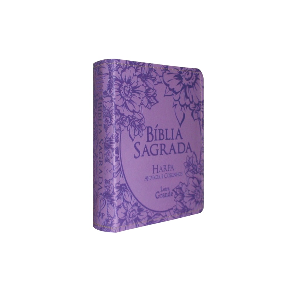 Bíblia Sagrada Média com Zíper | Letra Normal ARC | Harpa Avivada e Corinhos | PU Lilás