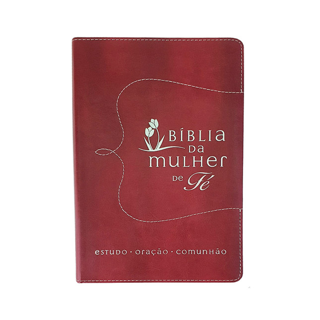 Bíblia da Mulher de Fé | Letra Normal | Capa Couro Vermelha