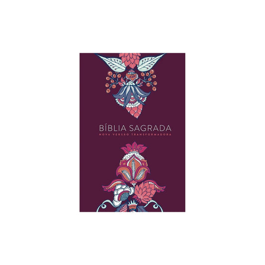 Bíblia Indian Flowers | NVT Letra Grande | Capa Soft Touch Vinho