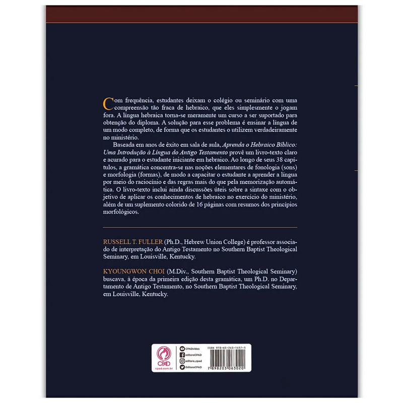Aprenda Hebraico Bíblico | Russell T Fuller Kyoungwon Choi | Capa Dura