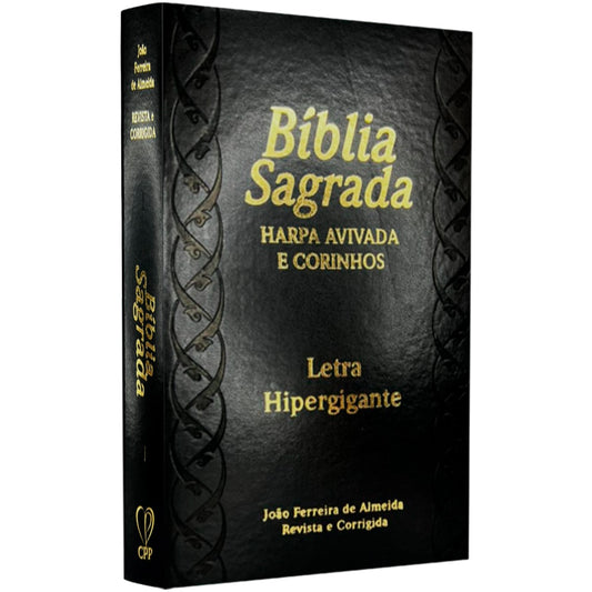 Bíblia Sagrada com Harpa Avivada e Corinhos | ARC | Letra Hipergigante | C/ Índice Capa PU Preta