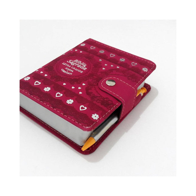 Bíblia Sagrada Carteira Média | ARC | Letra Normal | Harpa Avivada e Corinhos Capa Pink