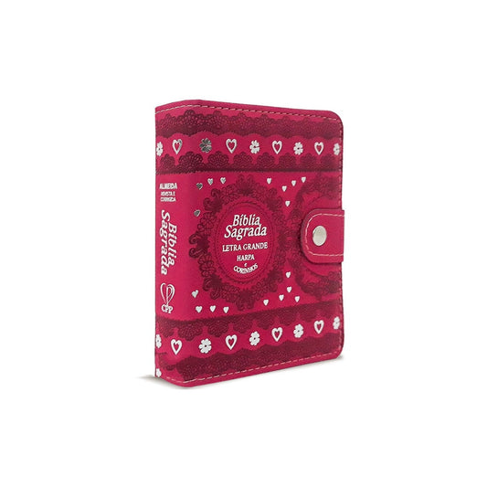 Bíblia Sagrada Carteira Média | ARC | Letra Normal | Harpa Avivada e Corinhos Capa Pink