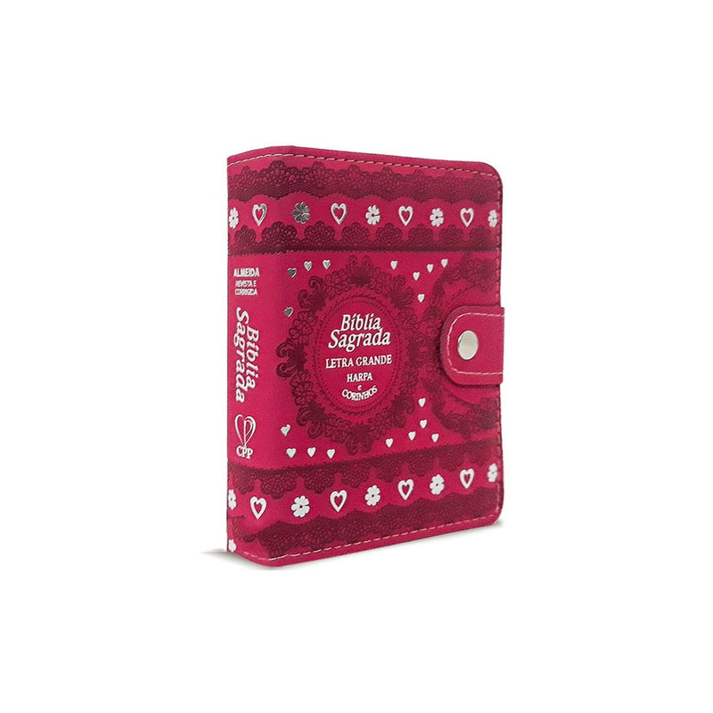 Bíblia Sagrada Carteira Média | ARC | Letra Normal | Harpa Avivada e Corinhos Capa Pink