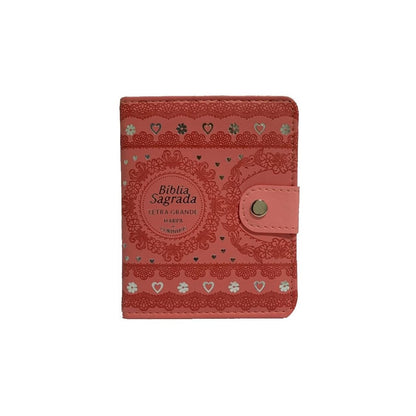 Bíblia Sagrada Carteira Média | ARC | Letra Normal | Harpa Avivada e Corinhos Capa Rosa