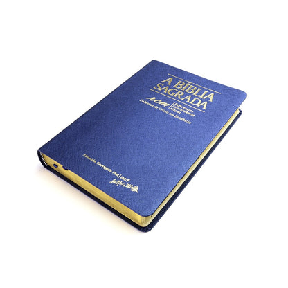 Bíblia Sagrada RCM | ACF | Letra Gigante | Capa PU Luxo Azul C/ Índice
