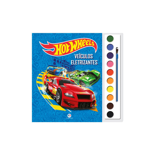 Livro com Aquarela Hot Wheels Veículos Eletrizantes