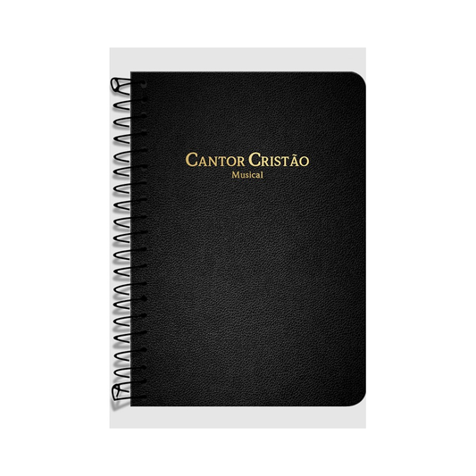 Cantor Cristão Grande C/ Música | Espiral Capa Luxo Preta