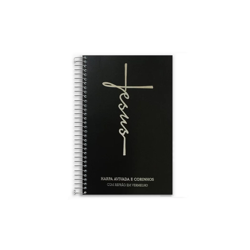 Harpa Avivada e Corinhos Jesus Preto Luxo | Capa Dura Espiral