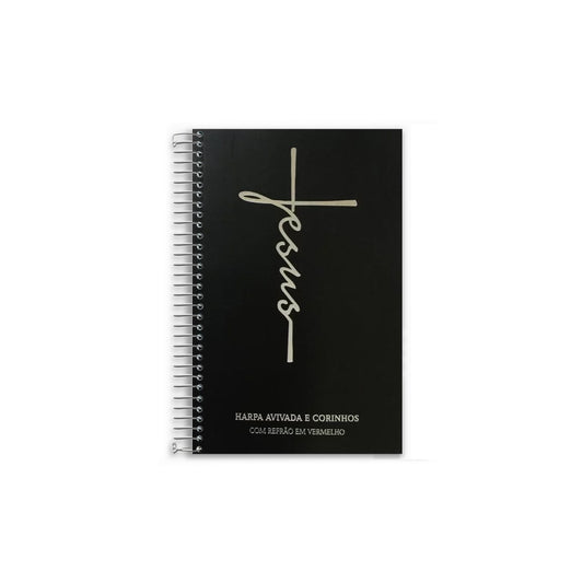 Harpa Avivada e Corinhos Jesus Preto Luxo | Capa Dura Espiral