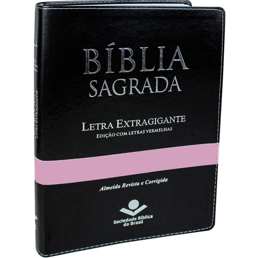 Bíblia Sagrada | ARC | Letra Extragigante | Capa Preta com Rosa C/ Índice