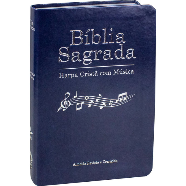 Bíblia Sagrada Harpa Cristã com Música | ARC | Capa Azul Luxo