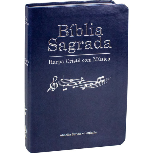 Bíblia Sagrada Harpa Cristã com Música | ARC | Capa Azul Luxo
