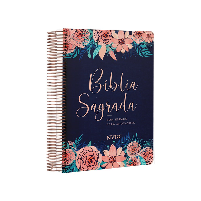 Bíblia Anote Espiral Rosas Especial | NVI | Letra Normal | Com Espaço Para Anotações