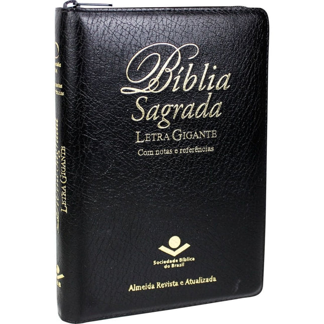 Bíblia Sagrada | ARA | Letra Gigante | Notas e Referências C/ Zíper Capa Preta