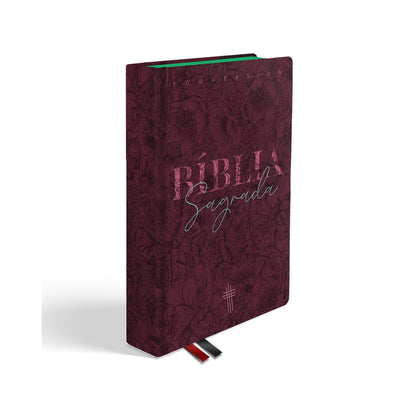 Bíblia Floral Mix Vinho YouVersion | NTLH | Letra Normal | Capa Soft-Touch