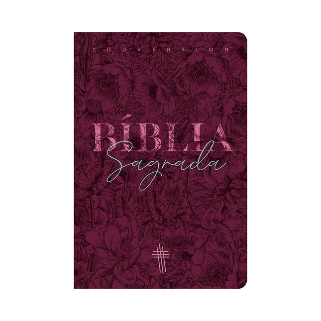 Bíblia Floral Mix Vinho YouVersion | NTLH | Letra Normal | Capa Soft-Touch