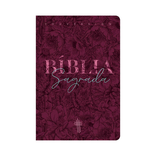 Bíblia Floral Mix Vinho YouVersion | NTLH | Letra Normal | Capa Soft-Touch