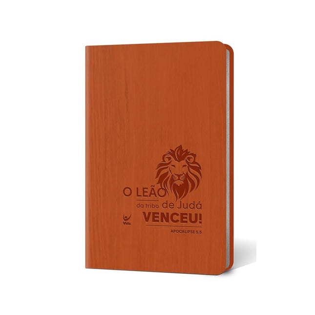 Bíblia Leão | Letra Normal | AEC | Capa PU Laranja Luxo