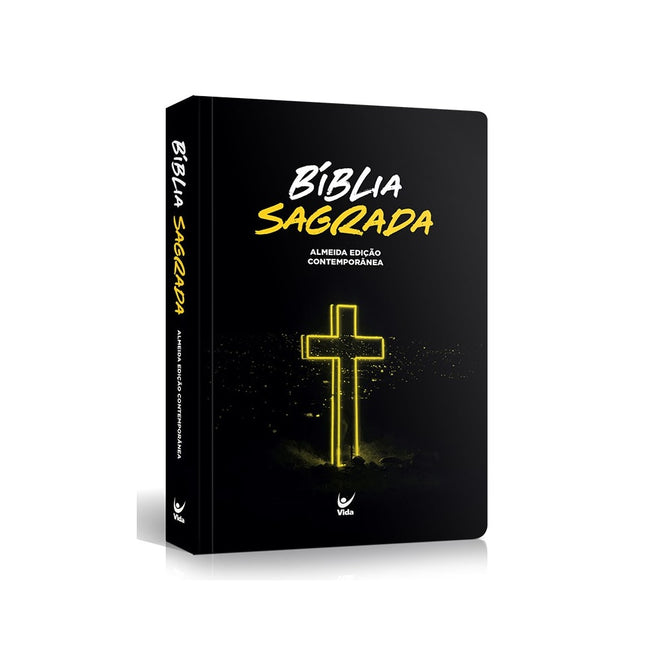 Bíblia Cruz Neon | Letra Normal | AEC | Capa Semi-Luxo