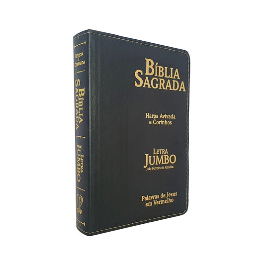 Bíblia Sagrada Letra Jumbo | ARC | Harpa Avivada e Corinhos | Capa PU Luxo Arabesco Preta