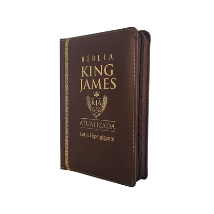Bíblia King James Atualizada | KJA | Letra Hipergigante | Capa Marrom C/ Zíper