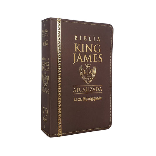 Bíblia King James Atualizada | KJA | Letra Hipergigante | Capa PU Marrom
