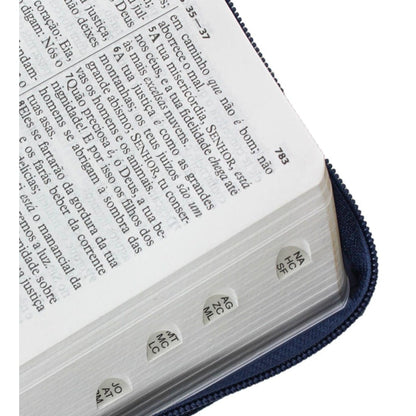 Bíblia Sagrada | ARC | Letra Grande | Capa Azul C/ Zíper e Índice