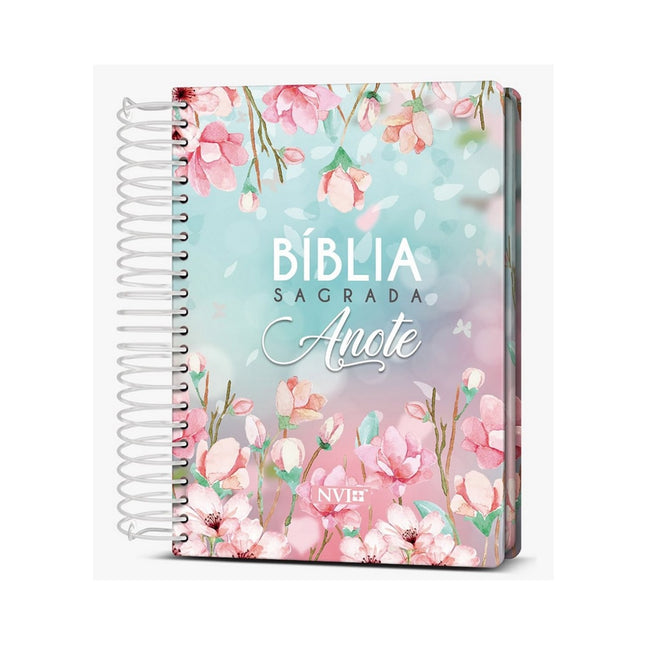 Bíblia Sagrada Anote Espiral Magnólia | NVI | Letra Normal | Capa Dura