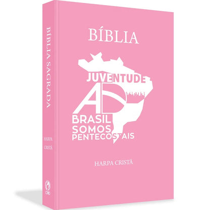 Bíblia Juventude AD do Brasil | ARC | Letra Normal | Harpa Cristã | Capa Dura Rosa
