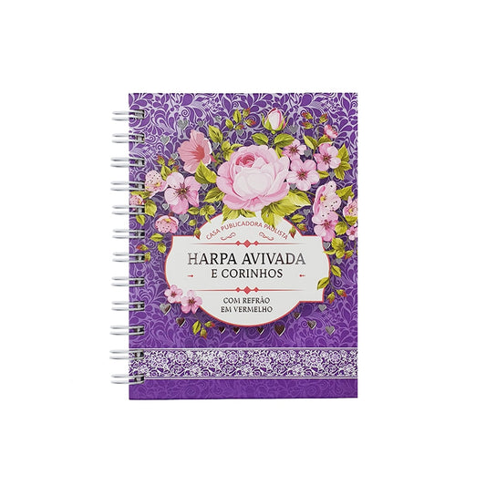 Harpa Avivada e Corinhos Médio | Letra Gigante | Floral Lilás Espiral