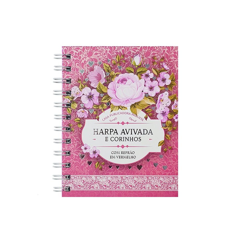 Harpa Avivada e Corinhos Médio | Letra Gigante | Capa Floral Pink Espiral